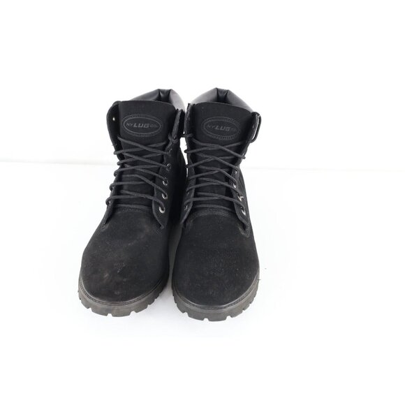 Vintage 90s Lugz Boots Mens Size 10.5 W Suede Leather Work Boots Black main image 6